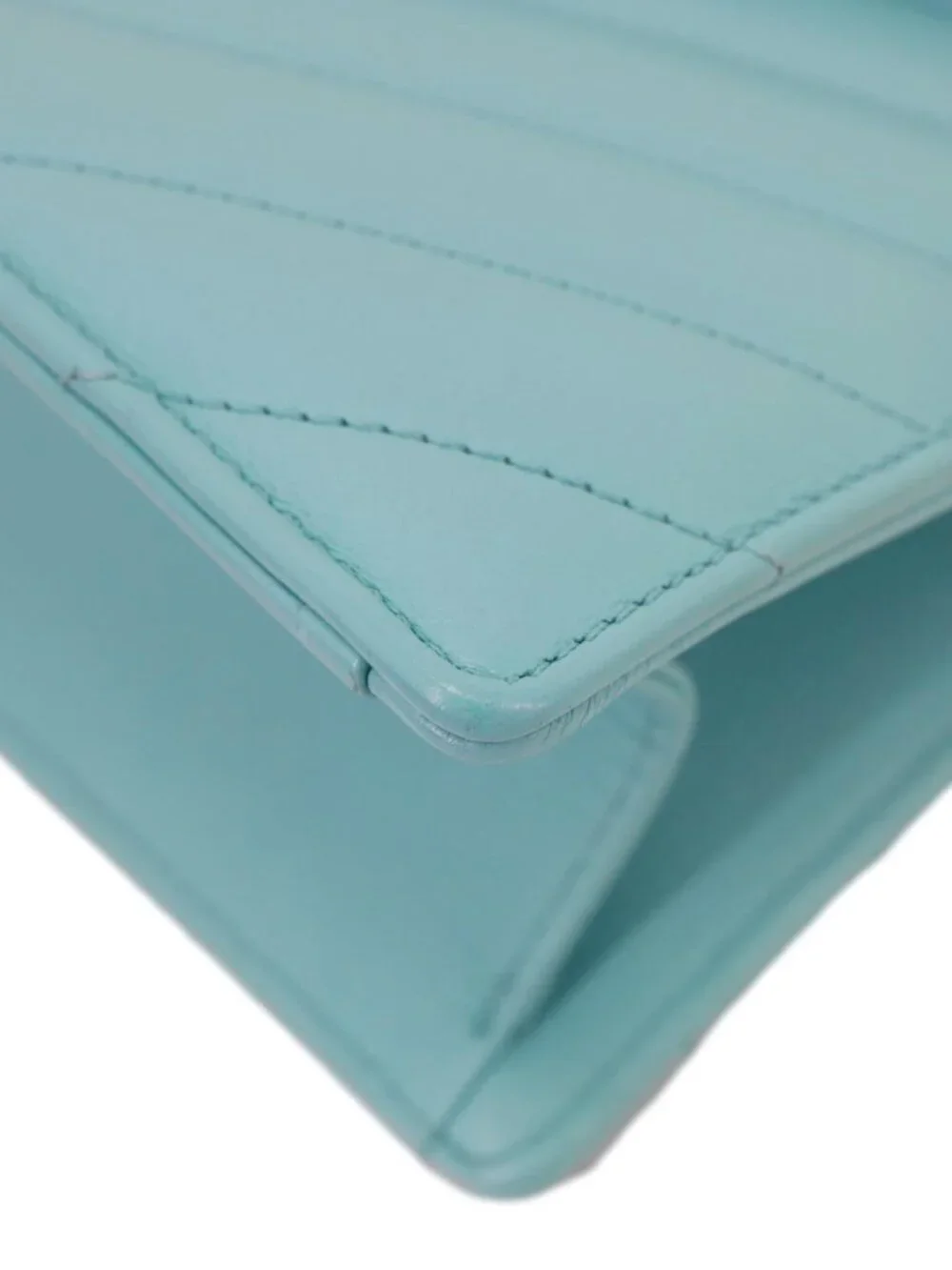 Chanel  Envelope Flap Calfskin Chevron Leather Crossbody Bag Turquoise